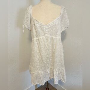 Arula Embroidered White Cotton Puff Sleeve Mini Dress